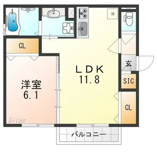 ルーチェ嵯峨【1階】の間取り