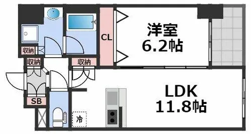 セレッソコート上本町EAST【4階】の間取り