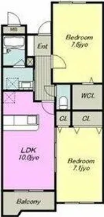 グレイス一ツ木Ⅰ【2階】の間取り