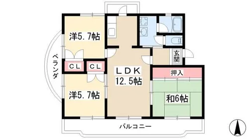 バジェ牛山【2階】の間取り