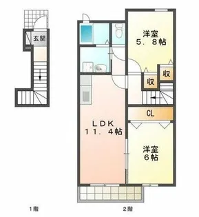 フレシール天伯 C【2階】の間取り