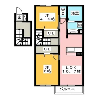 ヴィルヌーブ野路【2階】の間取り