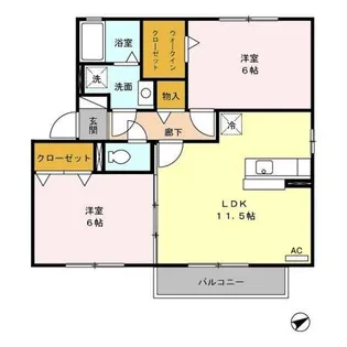 サーフェストヴィレッジSDB B棟【2階】の間取り