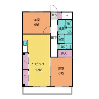 2LDKの間取り画像