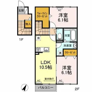 シーナリー【201号室】の間取り