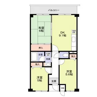 ジュネス東生駒【204号室】の間取り
