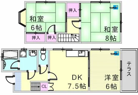 兵庫県明石市小久保4丁目【テラスハウス】の間取り