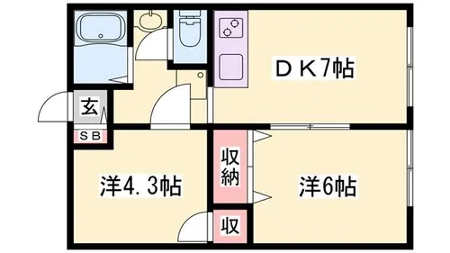 サンシティ桂【105号室】の間取り