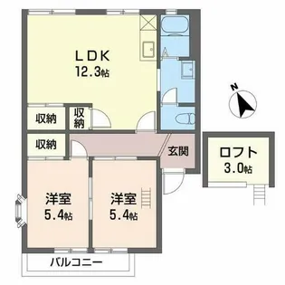 エステート雅Ⅰ【2階】の間取り