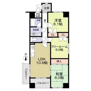 ヴィテイユメゾン成尾【5階】の間取り