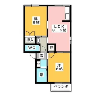 ジュネス高雄【2階】の間取り