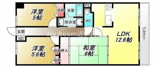 アディーレ八尾【6階】の間取り