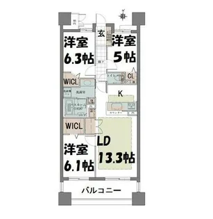 リエトコート丸の内【13階】の間取り