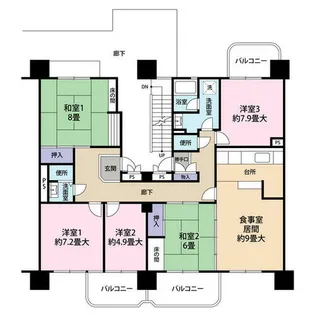 泉北鴨谷台三丁第二住宅2号棟(0004611)【5階】の間取り