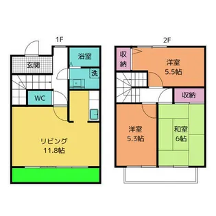 愛知県岡崎市土井町字西番城【テラスハウス】の間取り