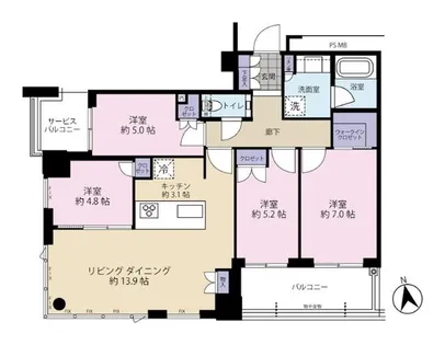 グランドメゾンガーデンシティ小倉【1202号室】の間取り