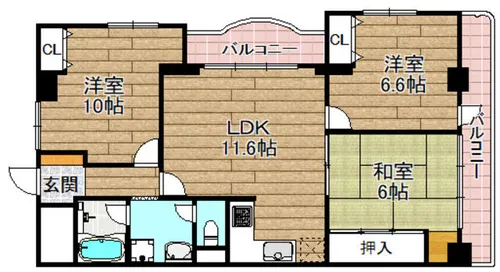 ライオンズマンション高槻【308号室】の間取り