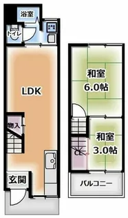大阪府四條畷市雁屋北町【テラスハウス】の間取り