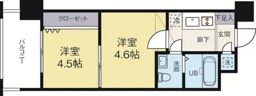 福岡県福岡市博多区住吉4丁目【マンション】の間取り