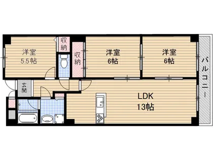 フェルザ南茨木【103号室】の間取り