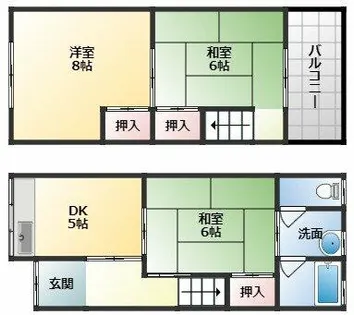 大阪府松原市天美東1丁目【テラスハウス】の間取り