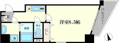 アドバンス難波レーヴ【13階】の間取り