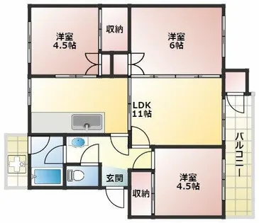 狩口台住宅21号棟【4階】の間取り