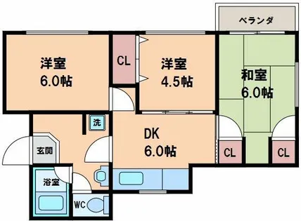 三明グリーンハイツ【4階】の間取り