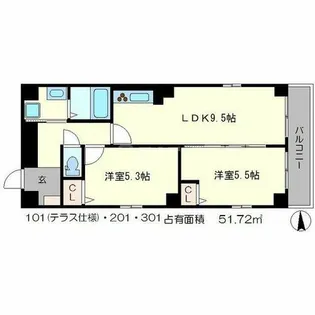 フルール川端【2階】の間取り