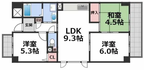 サンオークタツミ【8階】の間取り