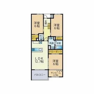 福岡県福岡市城南区茶山6丁目【マンション】の間取り