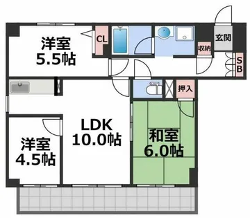 第一玉造マンション【7階】の間取り