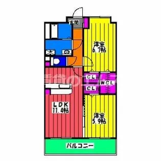 リヴィエールシャン那珂【6階】の間取り