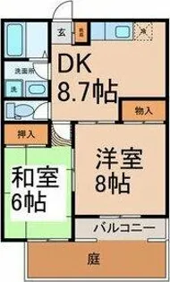 ユーハイツパーシモン【1階】の間取り