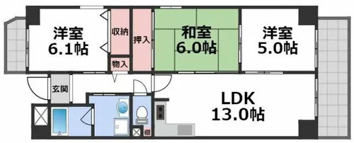 ヒルサイド四天王寺東【2階】の間取り