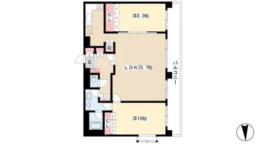 2LDKの間取り画像