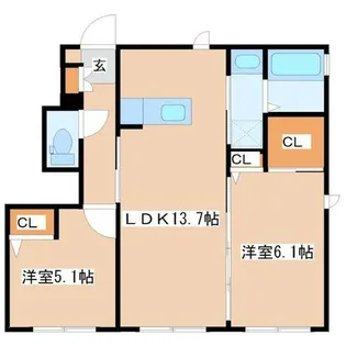 シャーメゾン天拝【1階】の間取り
