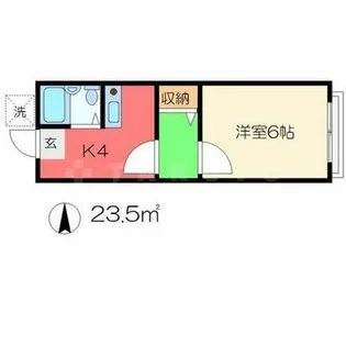 スチューデントハイツこにし【A6号室】の間取り