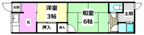 岸部南連棟貸家【2-1号室】の間取り
