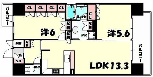 リーガル神戸三宮【3階】の間取り