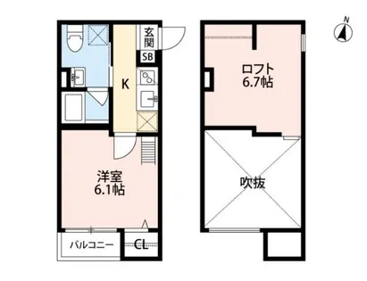 1SKの間取り画像