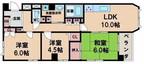 プリメール帝塚山【3階】の間取り