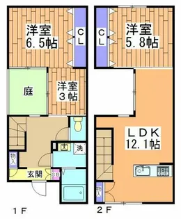 京都府京都市右京区梅津上田町【テラスハウス】の間取り