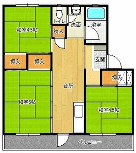 有野団地【B23-303号室】の間取り