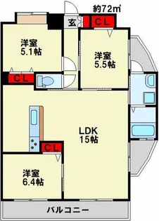 福岡県北九州市小倉北区大手町【マンション】の間取り