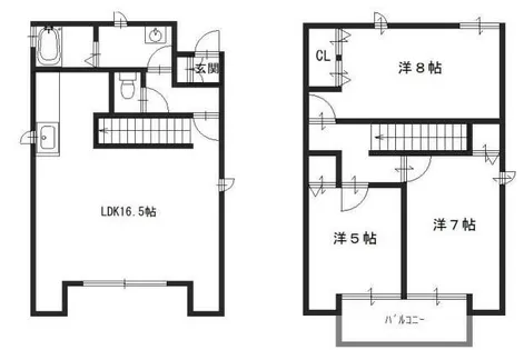 兵庫県姫路市田寺8丁目【テラスハウス】の間取り