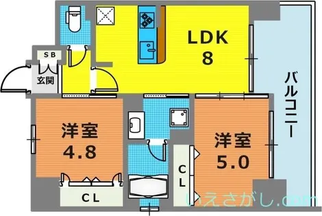 エステムコート神戸ハーバーランド前Vアクア【401号室】の間取り