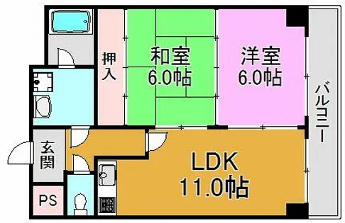 フェルザ長田【10階】の間取り