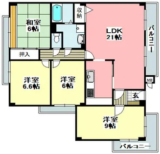 ラジュニール春日丘【503号室】の間取り