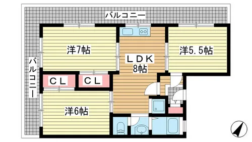 シャトレイユ【5階】の間取り